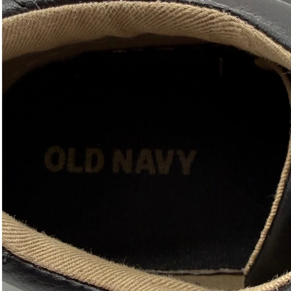 Old Navy Everyday Sneakers Kids Size 3 Black Faux Leather Low Top  Unisex‎